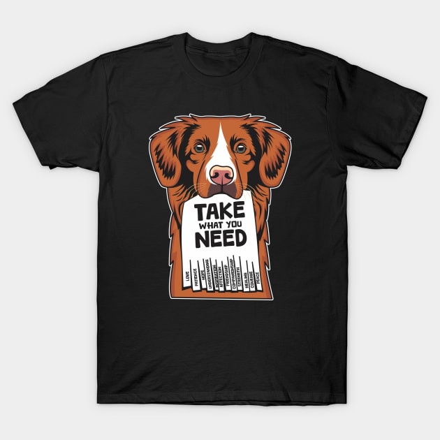 Toller Nova Scotia Duck Tolling Retriever Biting A Paper Of Choice T-Shirt by welovetollers